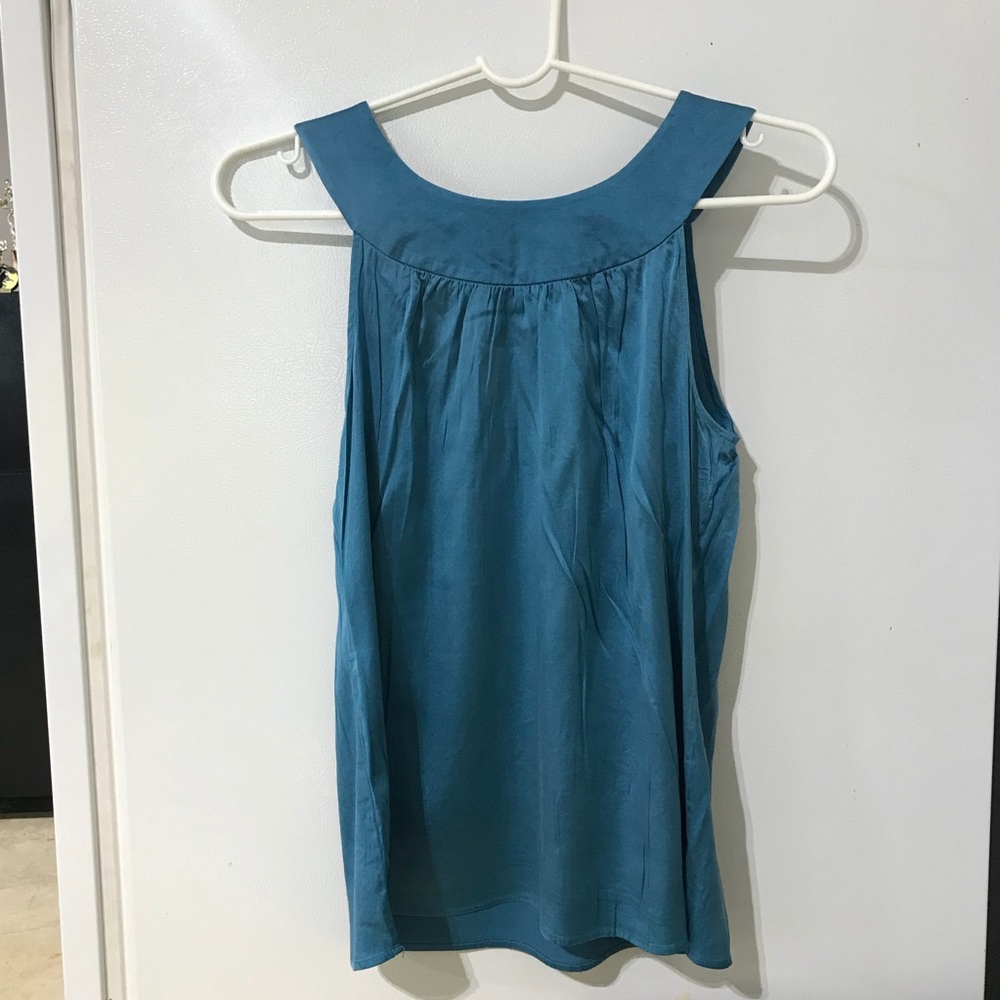 Ann Taylor Silk/Satin Top Blue